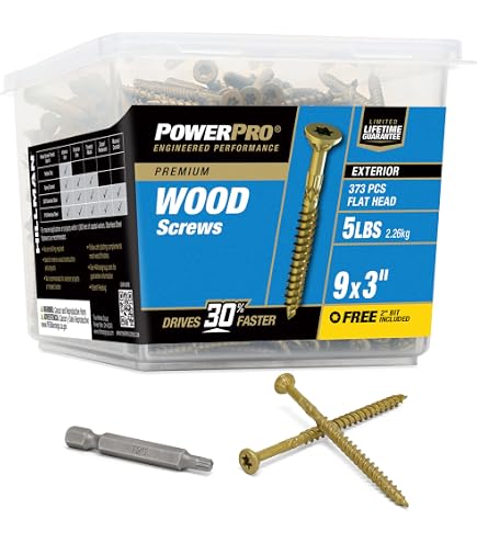 Amazon.com: Power Pro 48881 Wood Screws, 9 x 3, Premium Star Drive